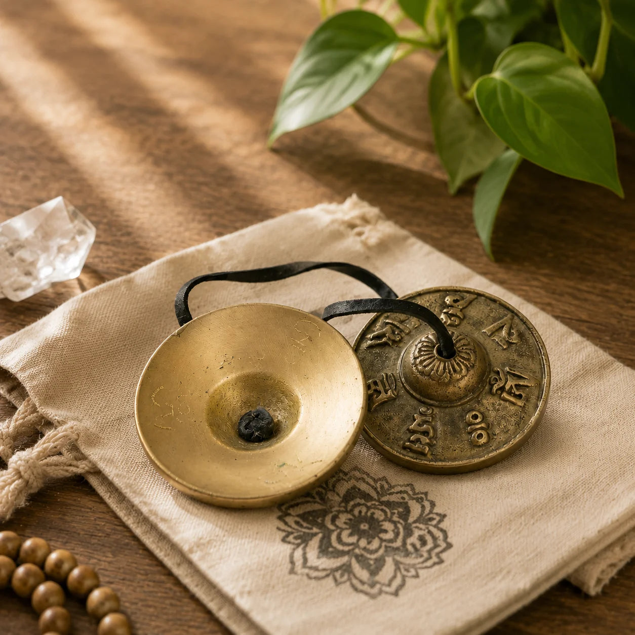 Handcrafted Tibetan Tingsha Cymbals Set, Brass Meditation Bells for Mindfulness
