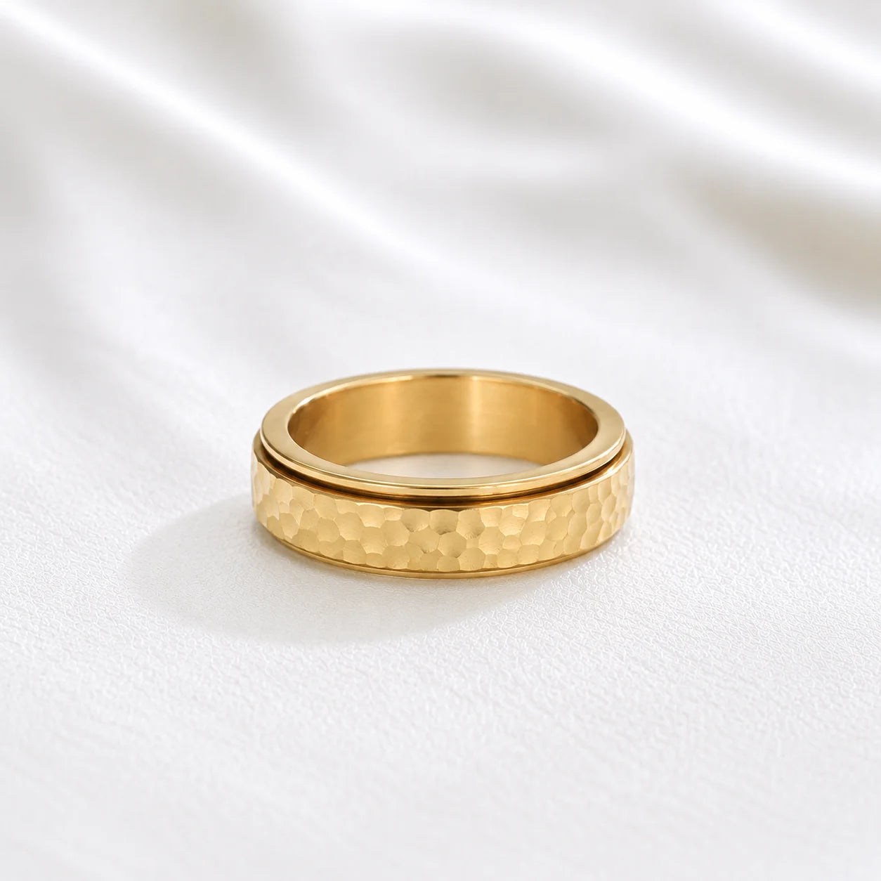 Aesthetic Gold Hammered Fidget Ring
