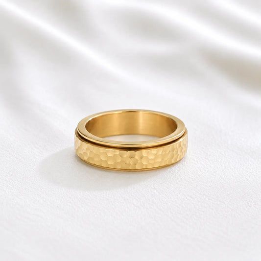 Aesthetic Gold Hammered Fidget Ring