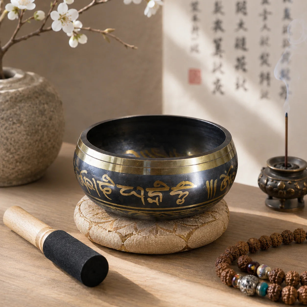 Navy & Gold Mantra Tibetan Singing Bowl