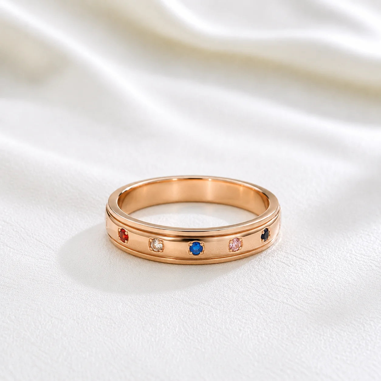 Aesthetic Rose Gold Colorful Fidget Ring
