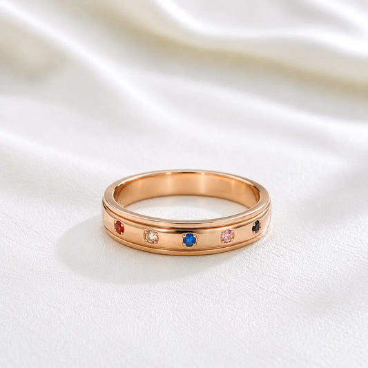 Aesthetic Rose Gold Colorful Fidget Ring