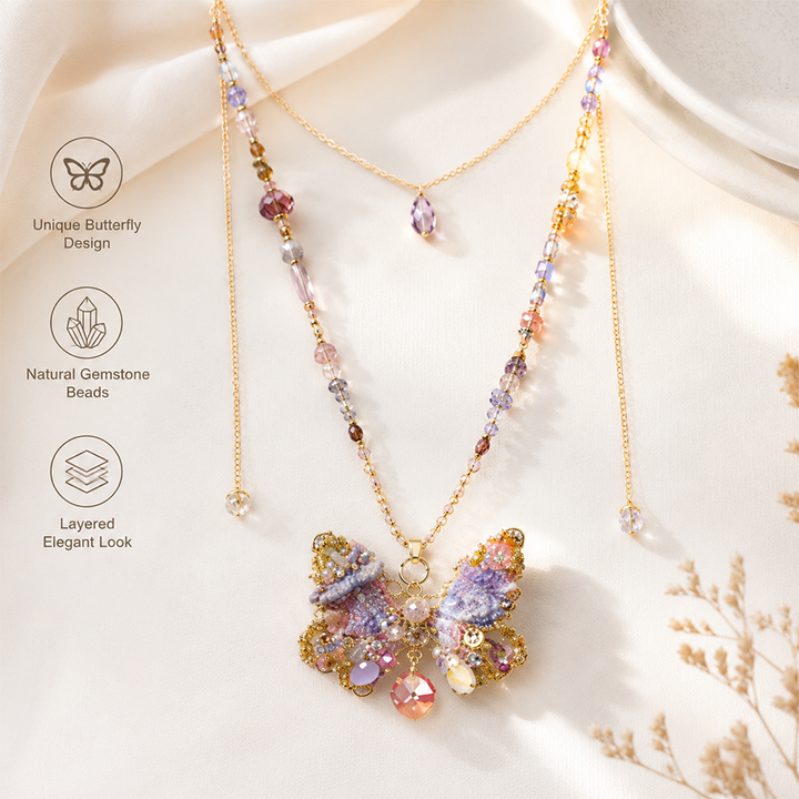 100% Handmade Butterfly Gemstone Necklace