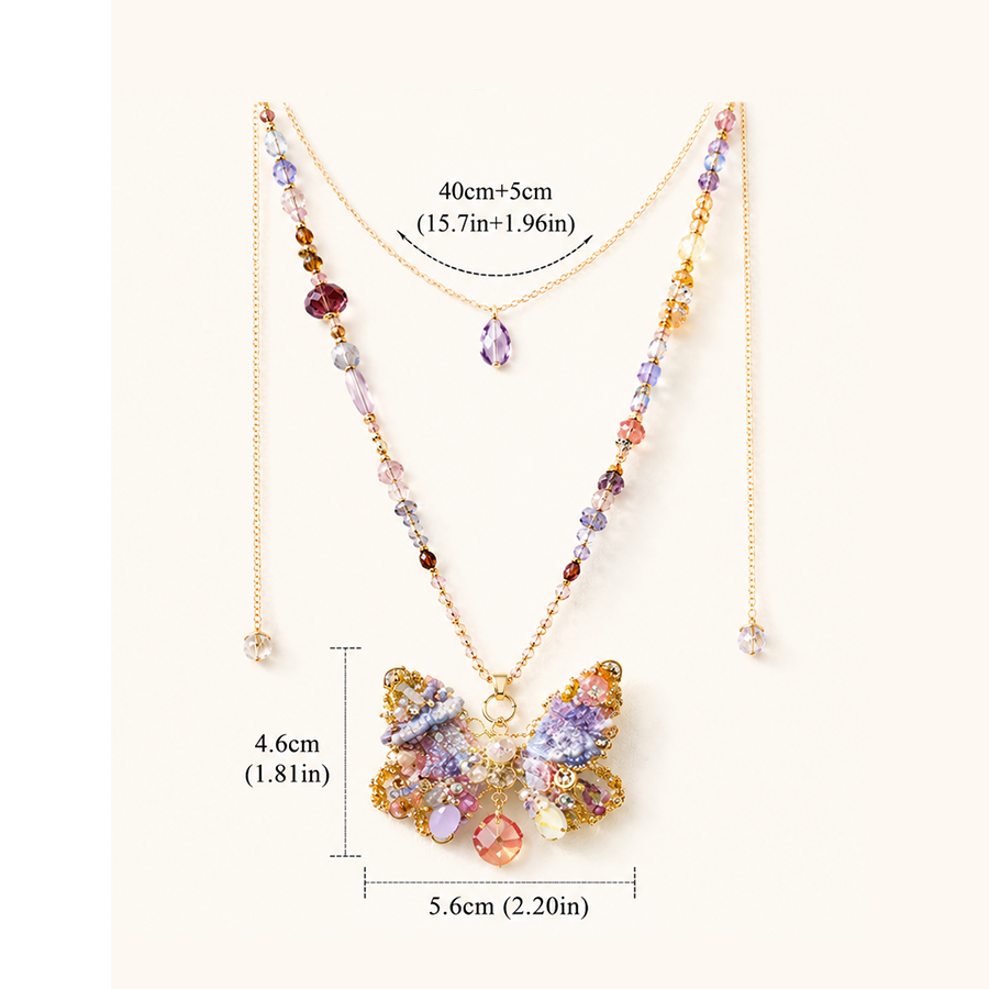 100% Handmade Butterfly Gemstone Necklace