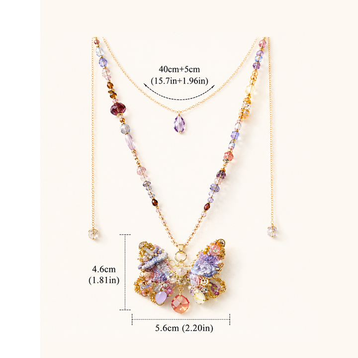 100% Handmade Butterfly Gemstone Necklace