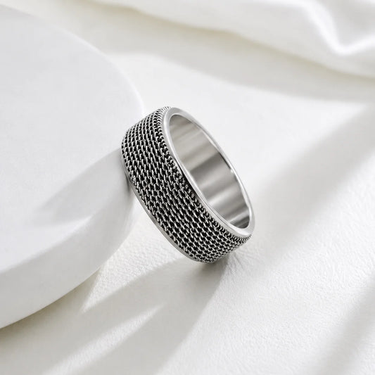 Stainless Steel Mesh Spinner Ring for Men