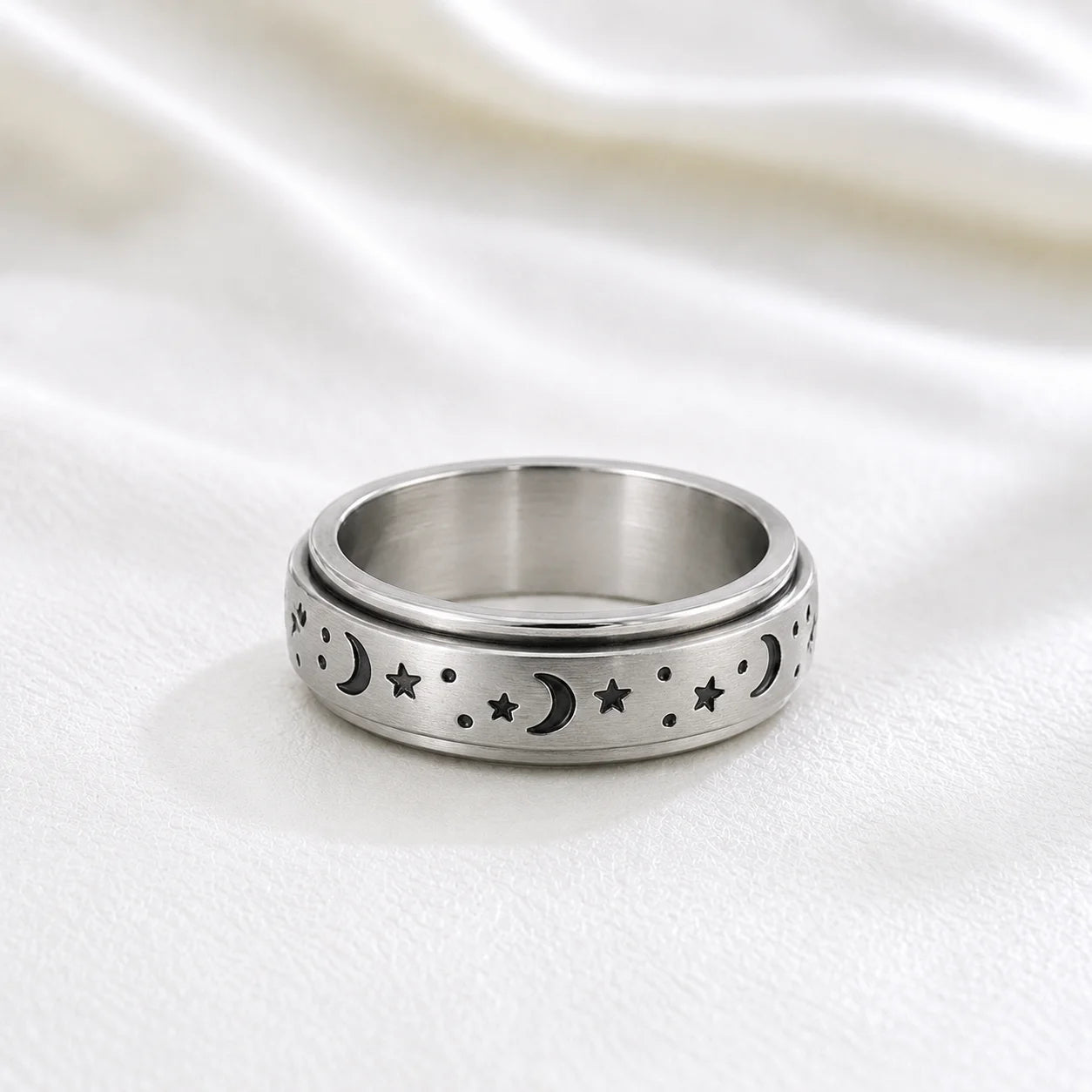 Aesthetic Vintage Star Moon Fidget Ring