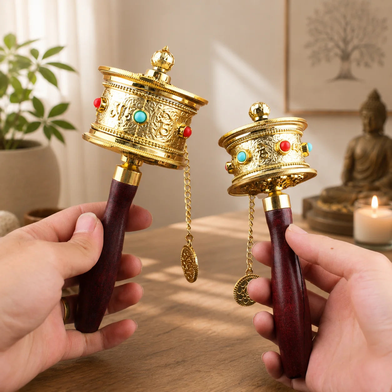 Handmade Tibetan Prayer Wheel, Spiritual Meditation Spinner, Buddhist Inspired Decor and Mindfulness Gift