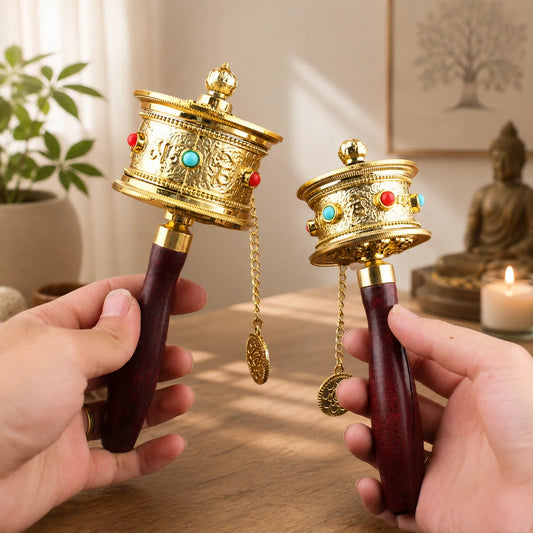 Handmade Tibetan Prayer Wheel, Spiritual Meditation Spinner, Buddhist Inspired Decor and Mindfulness Gift