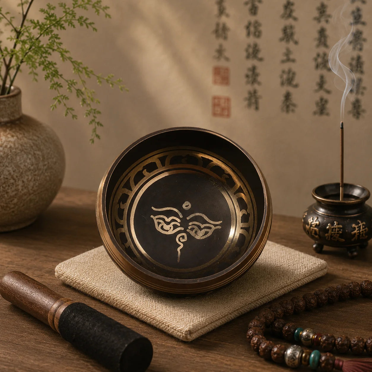 Handmade Buddha Eyes Tibetan Singing Bowl