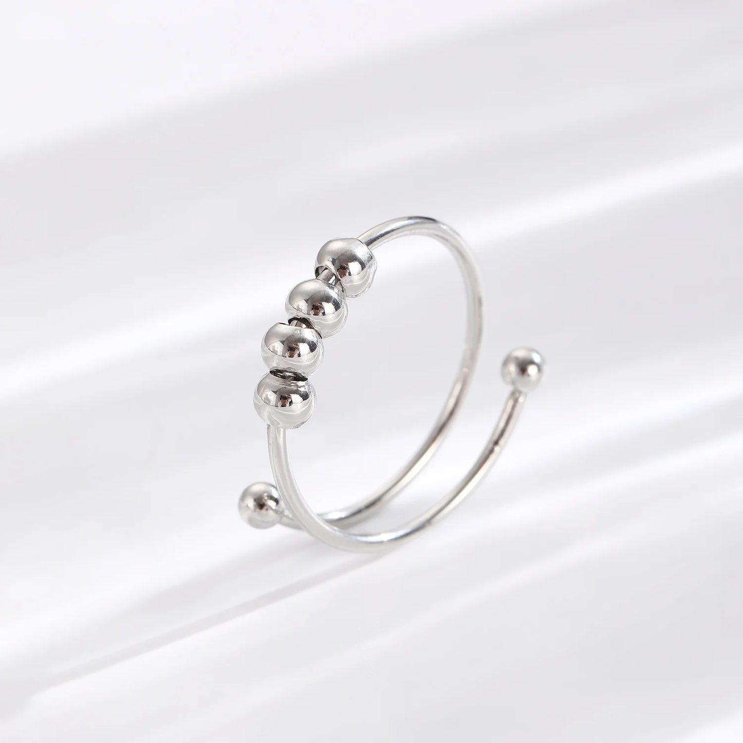 Spiral Wrap Fidget Ring with Moveable Beads