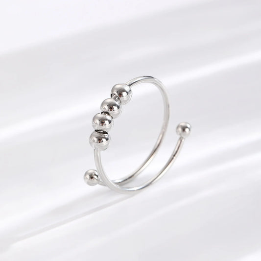 Spiral Wrap Fidget Ring with Moveable Beads