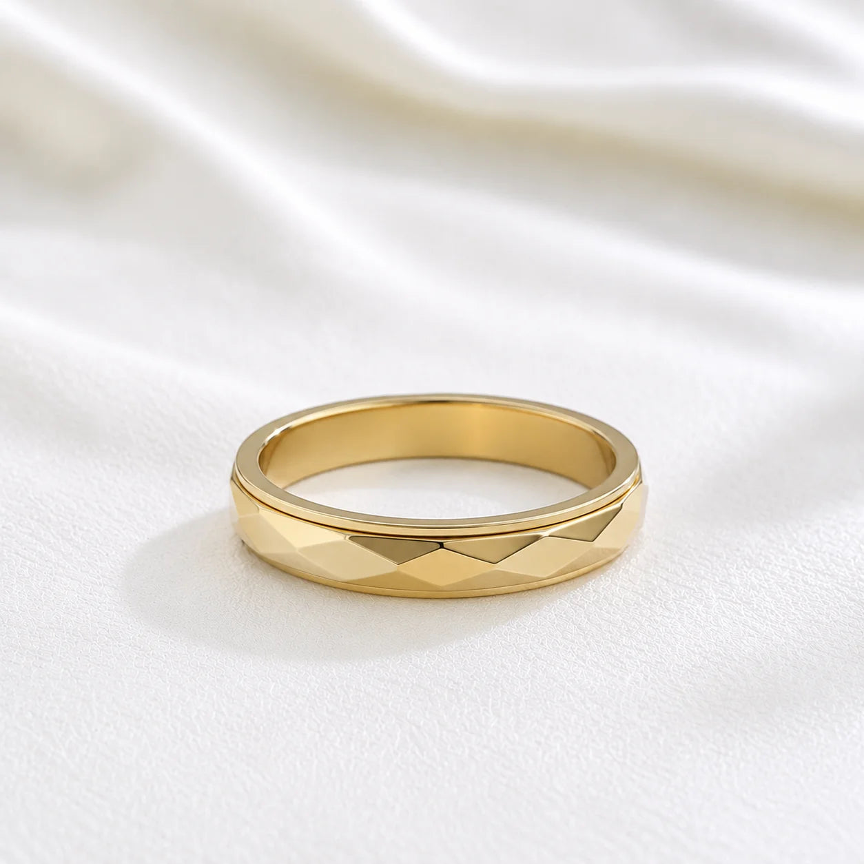Gold Plated Faceted Spinner Ring for Anxiety