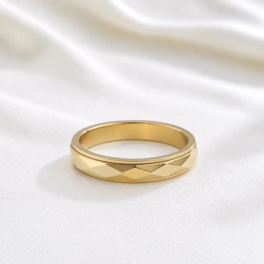 Gold Plated Faceted Spinner Ring for Anxiety