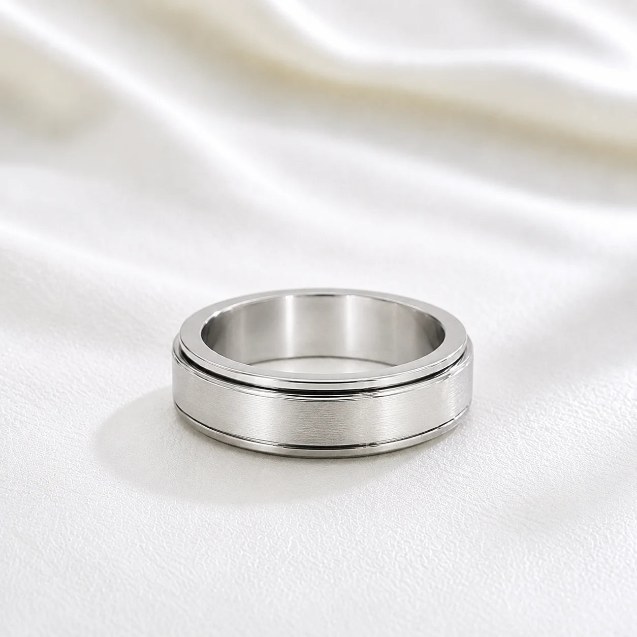 Stainless Steel Minimalist Spinner Ring for Men Women