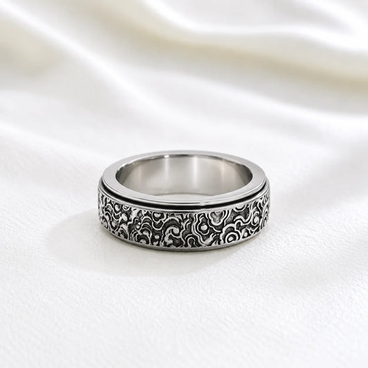 Stainless Steel Auspicious Cloud Spinner Ring for Men Women