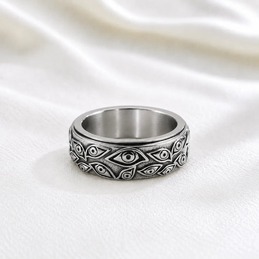 Stainless Steel Evil Eye Spinner Ring for Anxiety